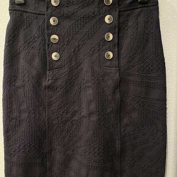 J Mclaughlin Valerie Skirt 4 Black Zebra Jacquard Knee Length Button Career - Picture 3 of 6